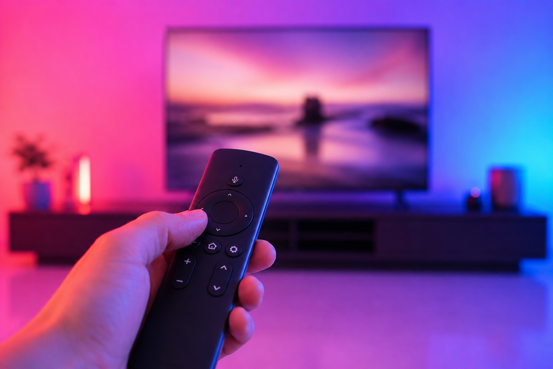 Télécommande devant un téléviseur pour la mesure vidéo convergente