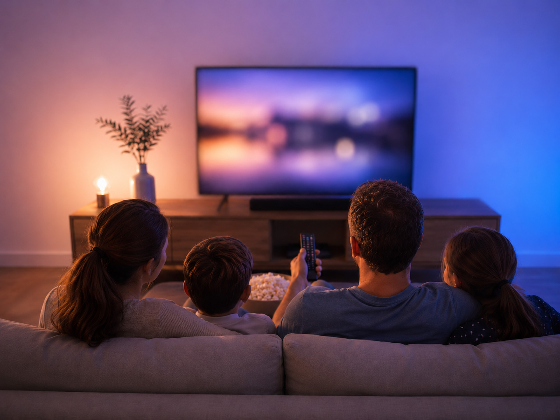 A family watching television together